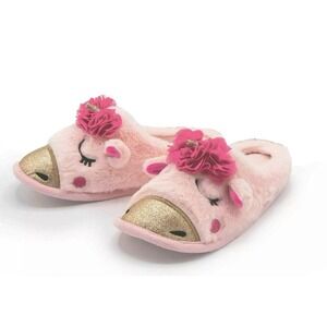 FAO Schwarz Girls Pink Fluffy Comfy Soft Slippers Toddler Unicorn Kids Sizes